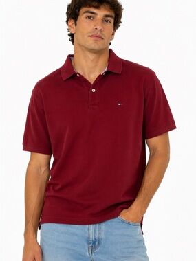 Tommy Hilfiger Men's Burgundy Polo Shirt
